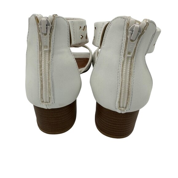 Baretraps Womens White Laser Cut Open-Toe Sandals Zipper Block Heels Size 10 - Picture 8 of 12